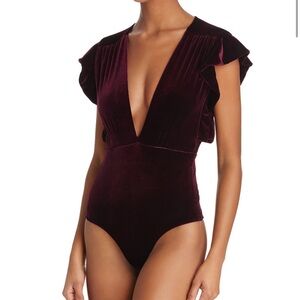 NWT MISA Purple Velvet bodysuit